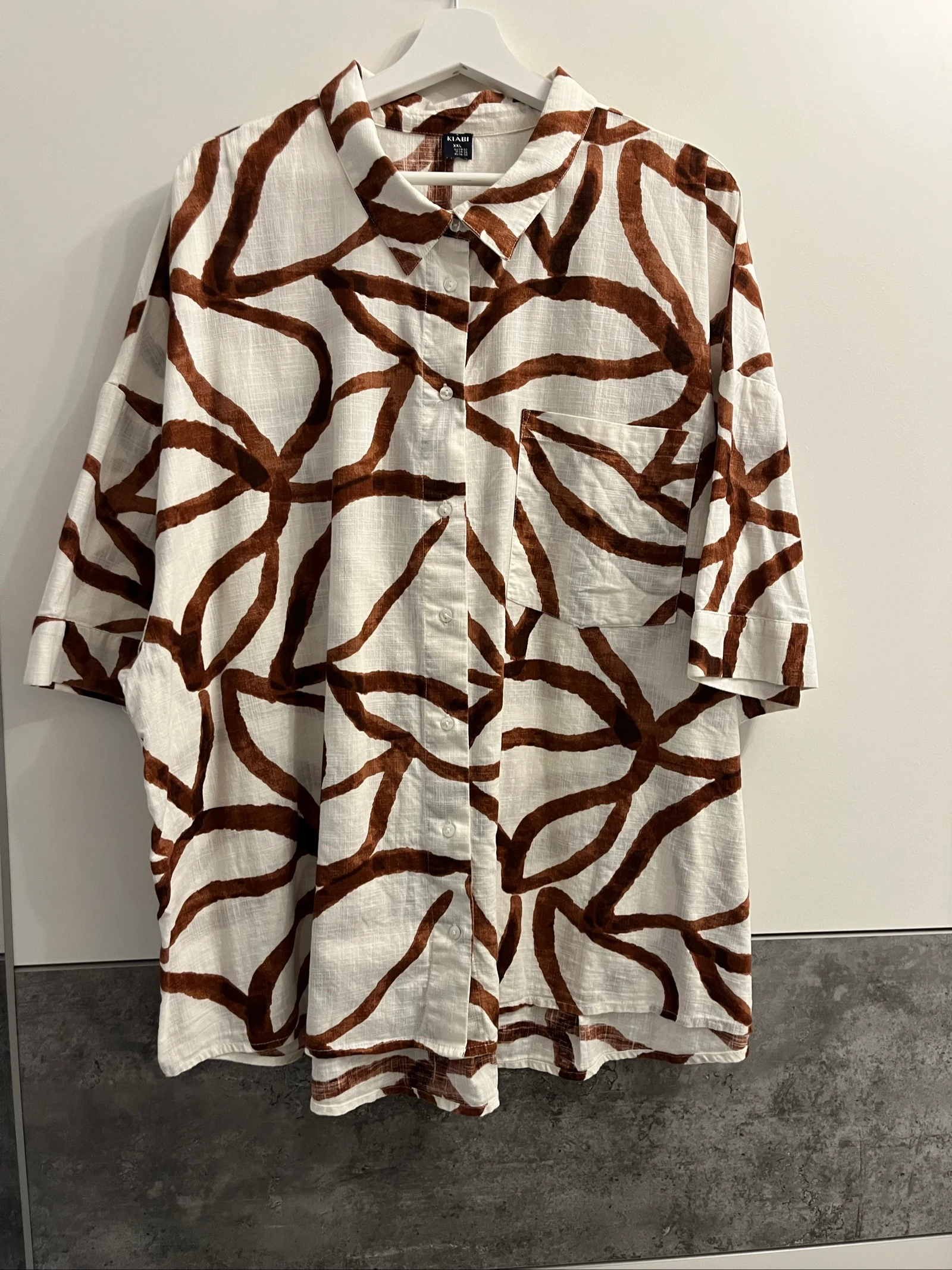 Chemise manches courtes - Kiabi - XXL - Grande taille - Marron & Blanc - 100% coton